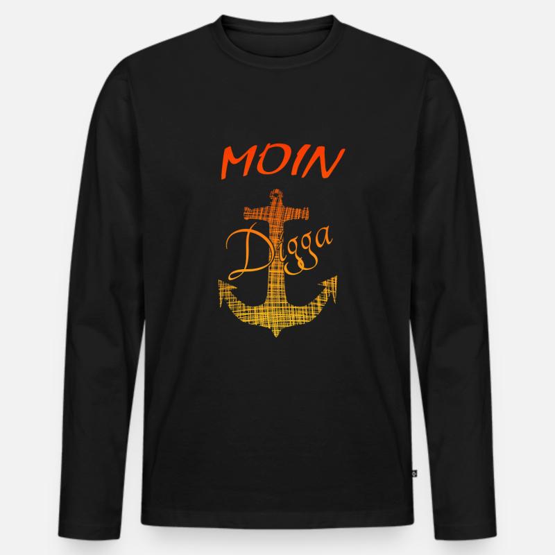 Moin moin - Männer Premium Bio Langarmshirt - Schwarz