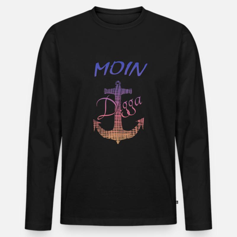 Moin Digga Hamburg - Männer Premium Bio Langarmshirt - Schwarz