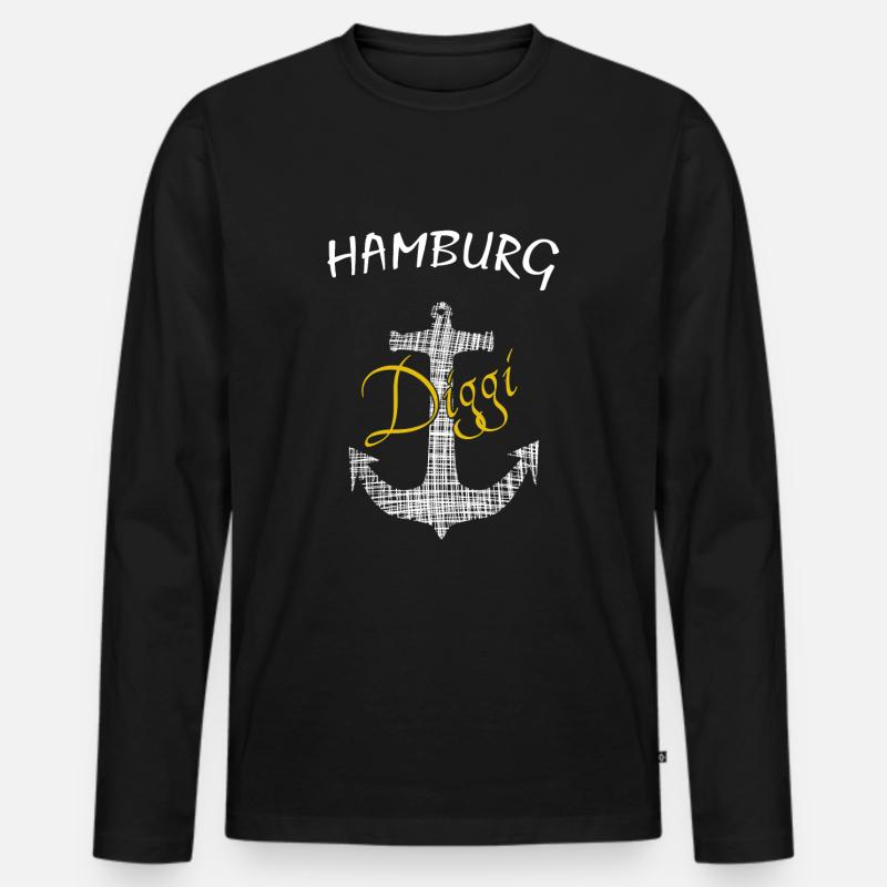Hamburg - Männer Premium Bio Langarmshirt - Schwarz