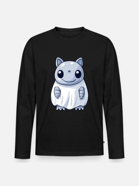 Armadillo Halloween Comic Ghost - Men's Premium Organic Long Sleeve Shirt - black