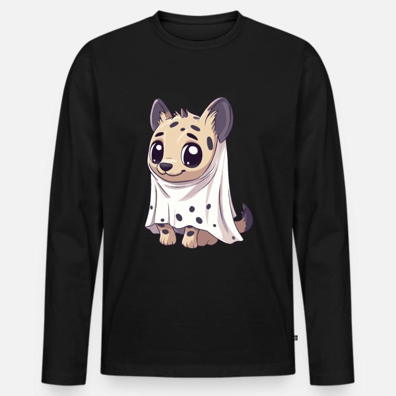 Hyäne Halloween Comic Geist - Männer Premium Bio Langarmshirt - Schwarz