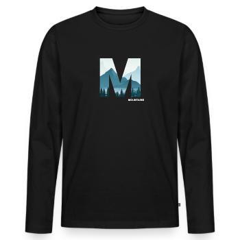 mountain hiking alpine high-altitude summits - Men's Premium Organic Long Sleeve Shirt - black - Front - Nico (187cm)