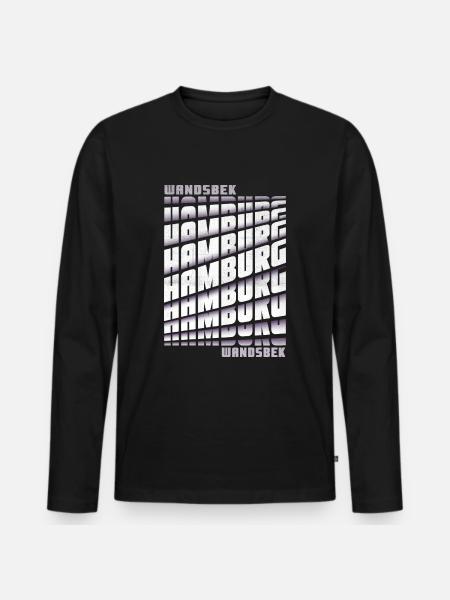 Hamburg Wandsbek - Männer Premium Bio Langarmshirt - Schwarz