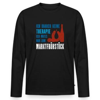Mainz Marktfrühstück Spruch Lustig - Männer Premium Bio Langarmshirt - Schwarz - Vorne - Nico (187cm)