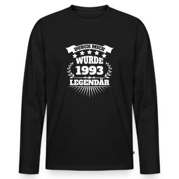 1993 - Männer Premium Bio Langarmshirt - Schwarz - Vorne - Nico (187cm)