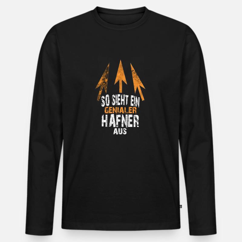 genialer HAFNER - Männer Premium Bio Langarmshirt - Schwarz