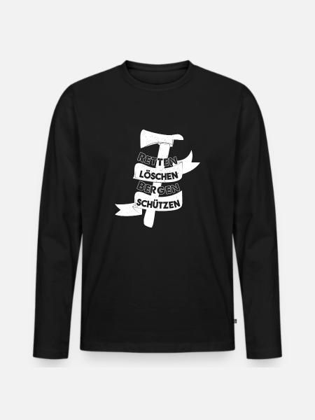 Feuerwehr Motiv Retten löschen bergen schützen - Männer Premium Bio Langarmshirt - Schwarz