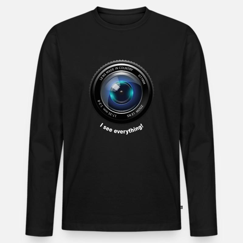 Kamera Linse - Männer Premium Bio Langarmshirt - Schwarz