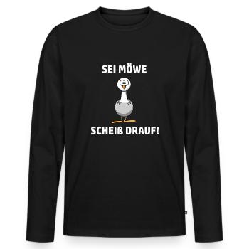 Sei Möwe Scheiß Drauf - Männer Premium Bio Langarmshirt - Schwarz - Vorne - Nico (187cm)