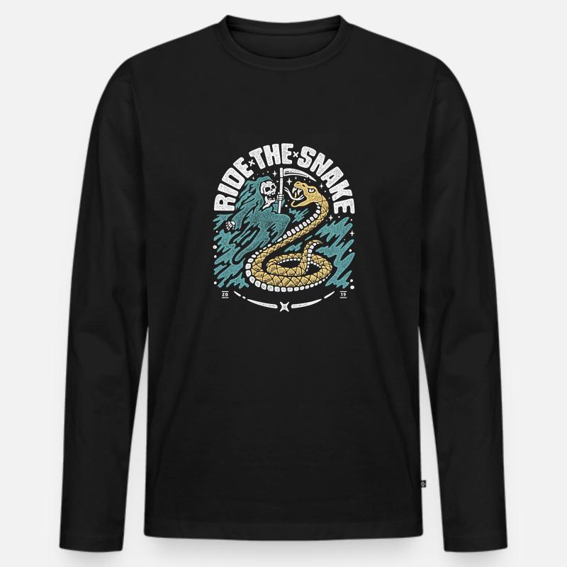 ride the snake - Männer Premium Bio Langarmshirt - Schwarz