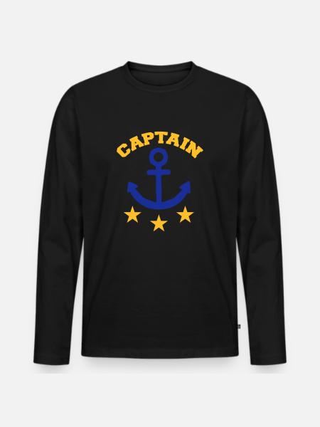 Captain - Men's Premium Organic Long Sleeve Shirt - black