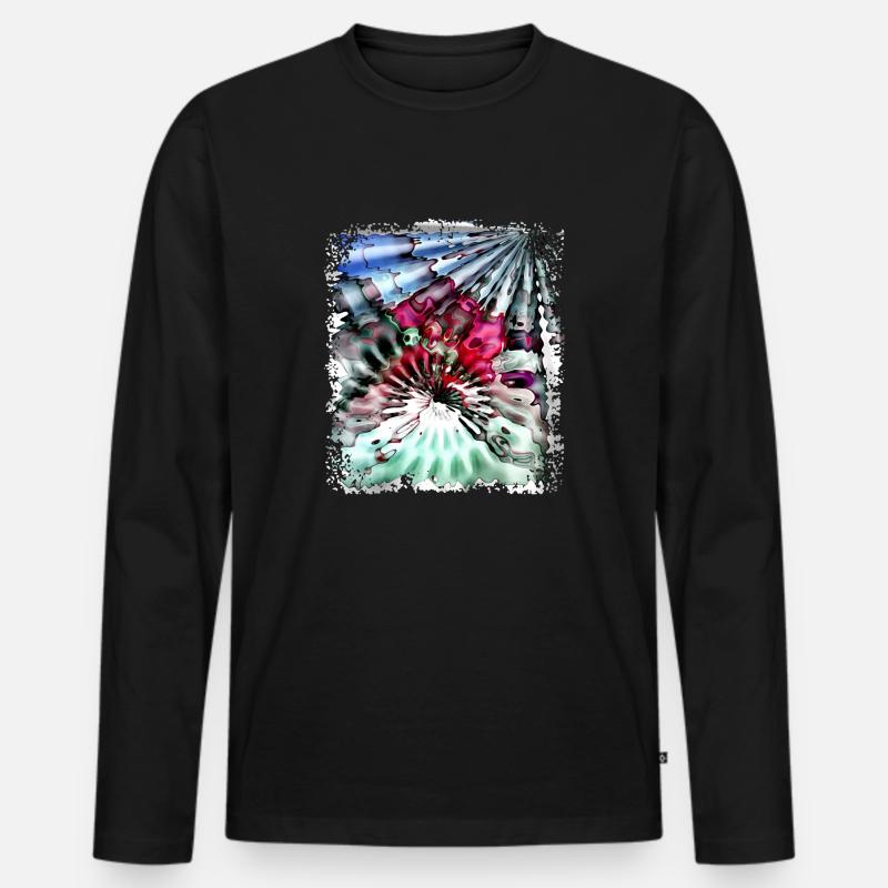 Psychedelic Power - Männer Premium Bio Langarmshirt - Schwarz