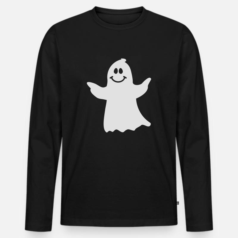 Gespenst - Männer Premium Bio Langarmshirt - Schwarz