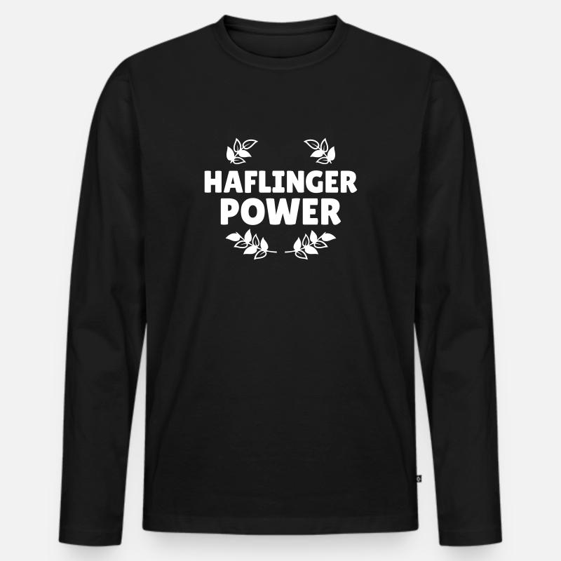 Haflinger Power - Männer Premium Bio Langarmshirt - Schwarz
