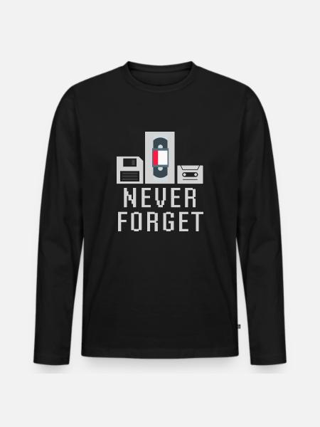 Vergessen Sie niemals Disketten-Videobandkassetten-Technik - Männer Premium Bio Langarmshirt - Schwarz