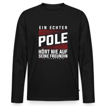 Polen - Ein Echter Pole - Männer Premium Bio Langarmshirt - Schwarz - Vorne - Nico (187cm)
