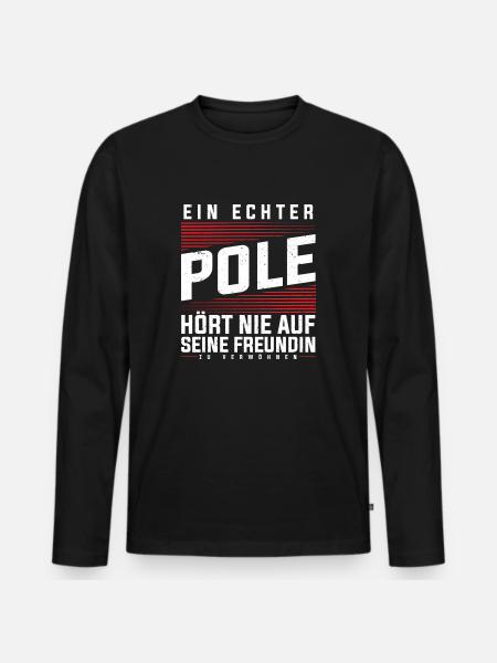 Polen - Ein Echter Pole - Männer Premium Bio Langarmshirt - Schwarz