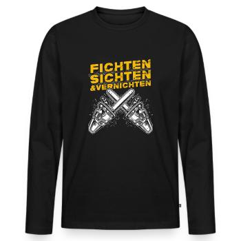 Fichten Sichten und Vernichten Holzfäller Förster - Männer Premium Bio Langarmshirt - Schwarz - Vorne - Nico (187cm)