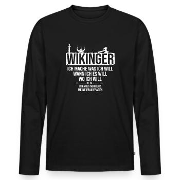 Odin Thor Wikinger - Männer Premium Bio Langarmshirt - Schwarz - Vorne - Nico (187cm)