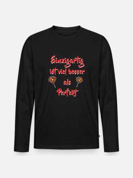 Spruch Einzigartig - Mut Freundschaft - Männer Premium Bio Langarmshirt - Schwarz