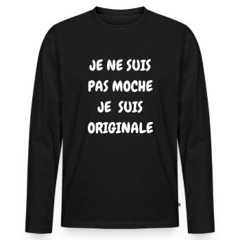Creation de vetement personnalisé - T-shirt manches longues Premium bio Homme - noir - Devant - Nico (187cm)