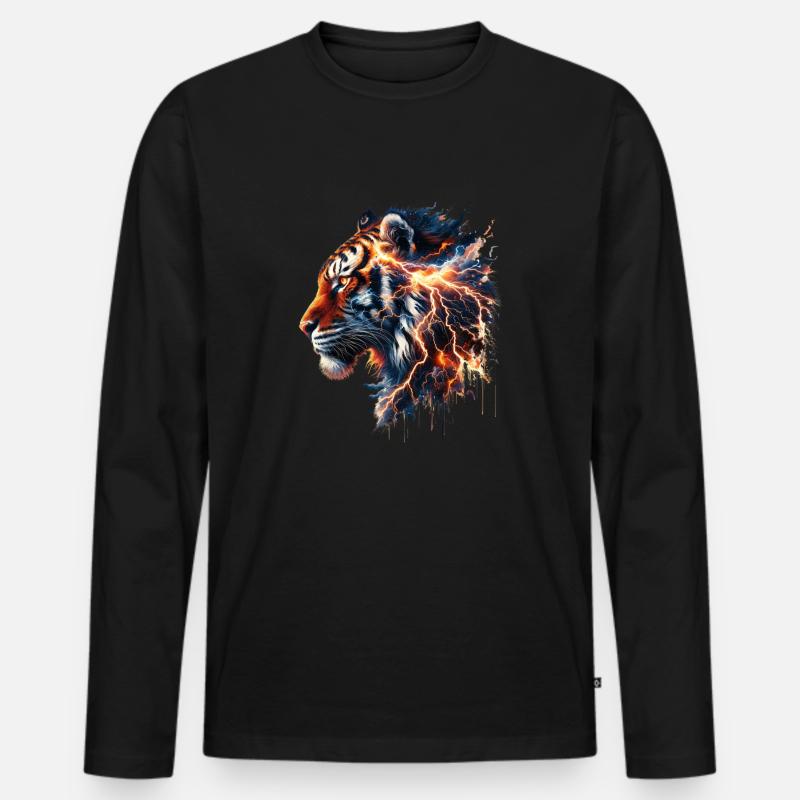 Thunder Tiger Tee - Männer Premium Bio Langarmshirt - Schwarz