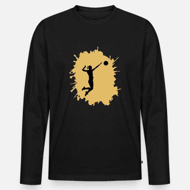 frauen handball klecks - Männer Premium Bio Langarmshirt - Schwarz