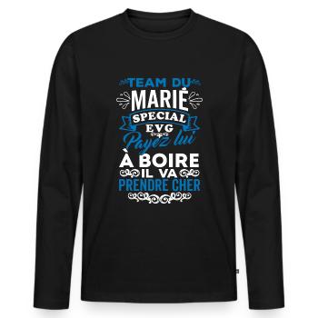 Team marié EVG enterrement de vie de garçon - T-shirt manches longues Premium bio Homme - noir - Devant - Nico (187cm)