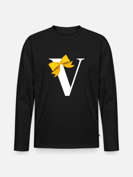 Letter V yellow bow - Men's Premium Organic Long Sleeve Shirt - black