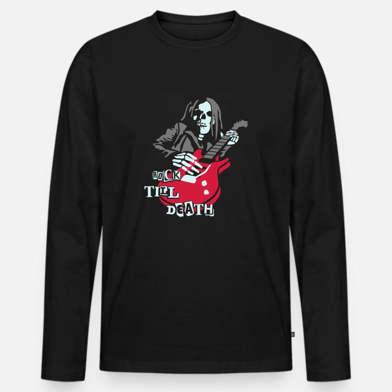 Rock till death - Männer Premium Bio Langarmshirt - Schwarz
