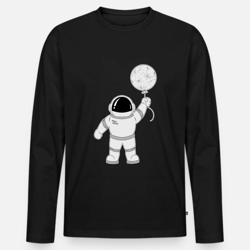 Spaceman Astronaut - Männer Premium Bio Langarmshirt - Schwarz