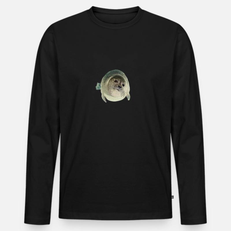 Robbe - Männer Premium Bio Langarmshirt - Schwarz