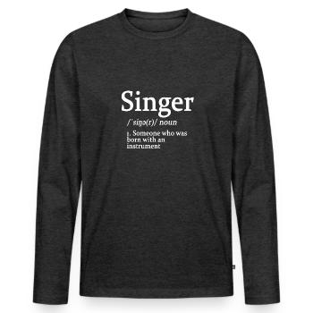 Singer - Men's Premium Organic Long Sleeve Shirt - heather anthracite - Front - Nico (187cm)