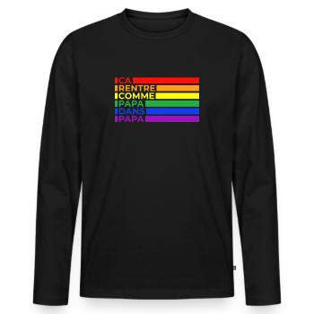 Comme papa dans papa - LGBTQIA+ - T-shirt manches longues Premium bio Homme - noir - Devant - Nico (187cm)