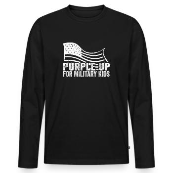 Purple Up pour les enfants militaires - Purple Up pour - T-shirt manches longues Premium bio Homme - noir - Devant - Nico (187cm)