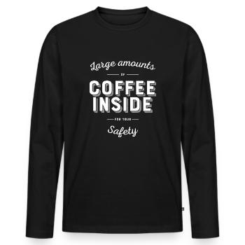 Kaffee innen zur Sicherheit Koffein Junkies - Männer Premium Bio Langarmshirt - Schwarz - Vorne - Nico (187cm)