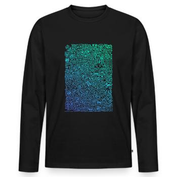 Doodle Paragliders dégradé de couleurs - T-shirt manches longues Premium bio Homme - noir - Devant - Nico (187cm)