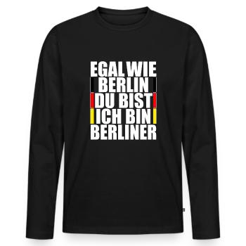 No matter how Berlin you are. I'm a Berliner. T-shirt - Men's Premium Organic Long Sleeve Shirt - black - Front - Nico (187cm)