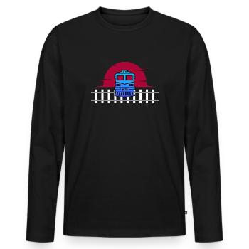 Locomotive de chemin de fer Conducteur de train - T-shirt manches longues Premium bio Homme - noir - Devant - Nico (187cm)