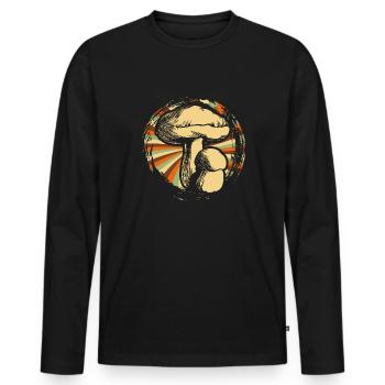 Drogues Champignons - T-shirt manches longues Premium bio Homme - noir - Devant - Nico (187cm)