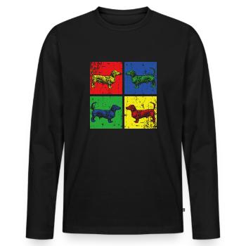 Dogs Dachshund - Men's Premium Organic Long Sleeve Shirt - black - Front - Nico (187cm)