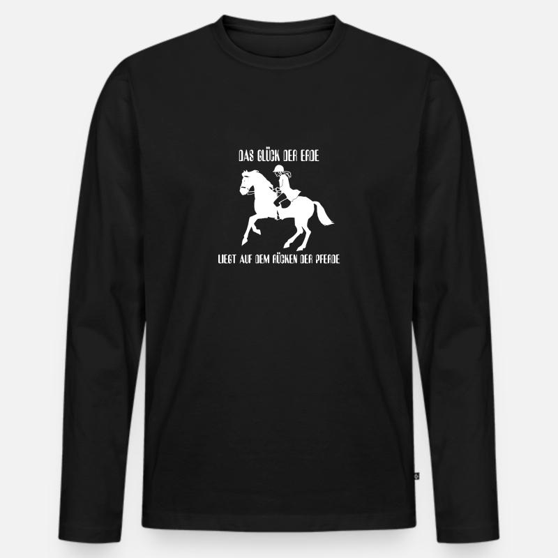 Pferde Reiten - Männer Premium Bio Langarmshirt - Schwarz
