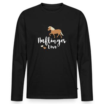 Haflinger Love - Men's Premium Organic Long Sleeve Shirt - black - Front - Nico (187cm)