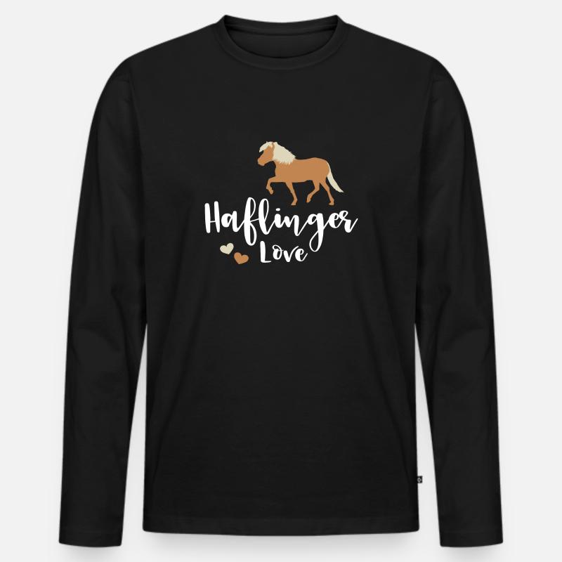 Haflinger Love - Männer Premium Bio Langarmshirt - Schwarz