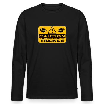 american football tackle quarterback endzone - Men's Premium Organic Long Sleeve Shirt - black - Front - Nico (187cm)