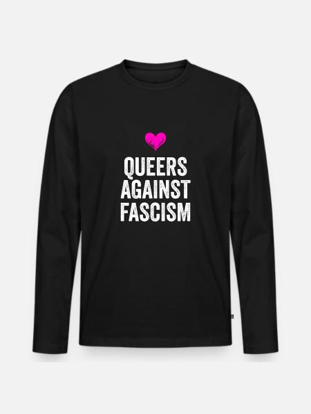 QUEERS AGAINST FASCISM - Männer Premium Bio Langarmshirt - Schwarz