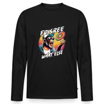 Schimpanse mit Sonnebrille, Basecap und Frisbee - Männer Premium Bio Langarmshirt - Schwarz - Vorne - Nico (187cm)