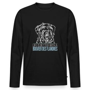 BOUVIER DES FLANDRES life is better Wilsigns - Men's Premium Organic Long Sleeve Shirt - black - Front - Nico (187cm)