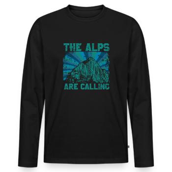 The Alps call - Men's Premium Organic Long Sleeve Shirt - black - Front - Nico (187cm)