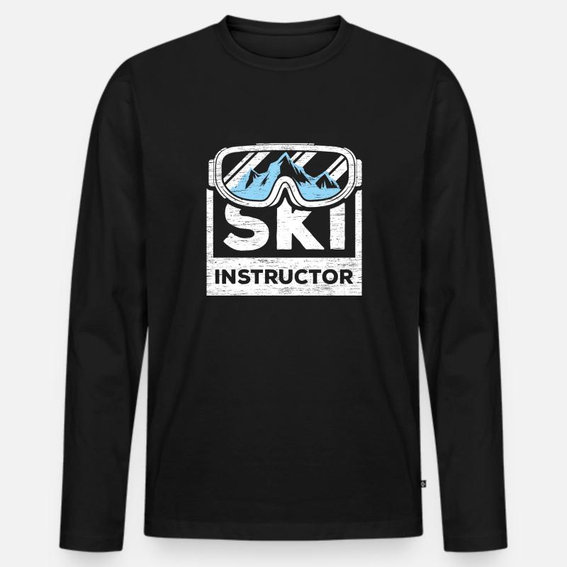 Skilehrer - Männer Premium Bio Langarmshirt - Schwarz